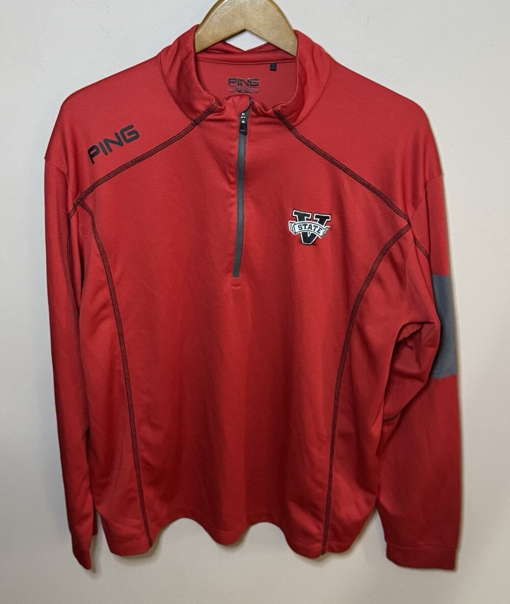 PING Performance Red 1/4 Zip Golf Long Sleeve Pullover V State XL